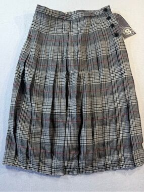 Vintage Glen Plaid Pleated Midi Skirt by Summit Sportswear, Wool Blend, Size 16
